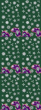 Eskiz klasiği. Raster Şirin kumaş deseni. Renkli Bahar Teması eskiz kalıbı. Düz Çiçek Elementleri Tasarımı.