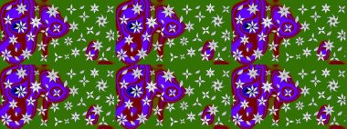 Çiçek izi. Çiçekler suluboya tarzında yeşil ve kırmızı renklerde. Suluboya çizim deseni.