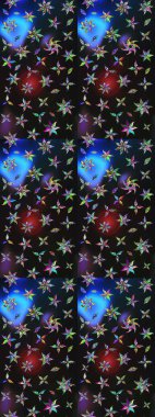 Raster illüstrasyonu. Renklere karalamalar çizilmiş çiçek deseni.