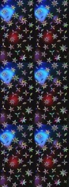 Raster illüstrasyonu. Renklere karalamalar çizilmiş çiçek deseni.