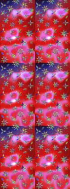 Raster illüstrasyonu. Kırmızı ve pembe renkte çiçekler. Çizim çiçek deseni duvar kağıdı için kullanılabilir.