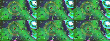 Küçük çiçekteki sevimli çiçek deseni. Yeşil ve mor renkte çiçekler.