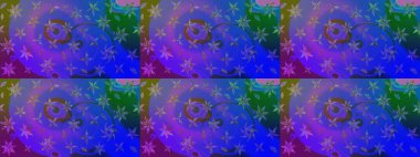 Çiçekli karalama şeklinde Raster çiçek deseni. Mor ve mavi renkte çiçekler. Nazikçe, güzel çiçek arkaplanı..