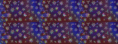 El çizimi. Mor ve mor renkli çiçekler. Suluboya çizimi. Çiçekli çizim deseni.