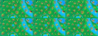 Renkli etnik çiçeklerle süslenmiş zarif bir eskiz şekli. Raster Çiçek İllüstrasyonu güzel tekstil..