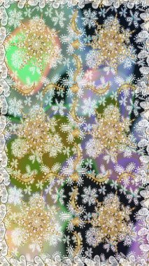 Classic vintage background. On neutral and gray colors with golden elements. Classic raster golden. Traditional orient ornament.