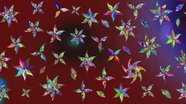 Raster çiçek desenleri çiziyor. Vadinin çiçekleri kırmızı ve kahverengi renklerde.