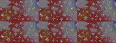 Parlak çiçekli halı desenli eskiz deseni kahverengi ve gri renklerde..