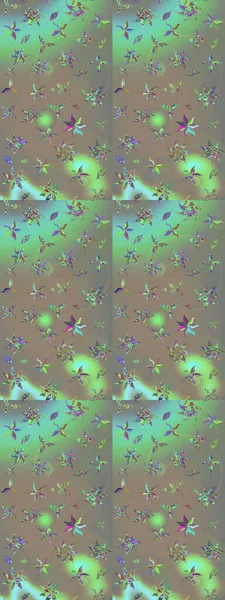 Çok renkli ve gri zarif küçük çiçekler ve bej ve gri renkli komik böcekler, raster desen, çizim.