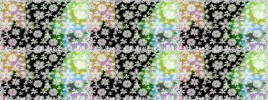 Raster düz çiçekleri pürüzsüz desen. Hediye ambalaj kağıdı, tebrik kartları, posterler ve pankart tasarımı. Tarafsız ve siyah renkte çiçekler.