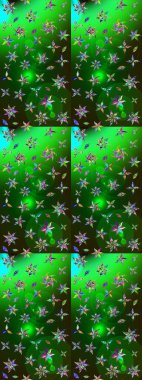 Düz Çiçek Elementleri Tasarımı. Yeşil ve gri renkli çiçekler. Renkli Yaz Temalı eskiz kalıbı. Raster illüstrasyonunda çiçek deseni çizimi.