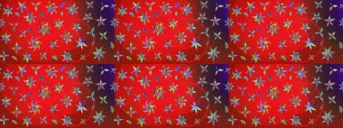 Renkli süs kenarı. Çizim kalıbı. Kırmızı ve kahverengi renklerde. Hint süsü. Raster illüstrasyonu. Çiçek duvar kağıdı.