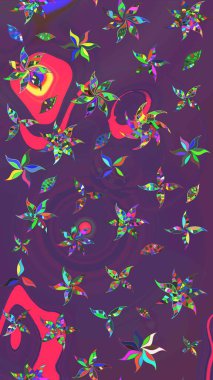 Raster resim. Çiçek desenli çiçek ve yaprakları ile. Sevimli küçük çiçek desenle.