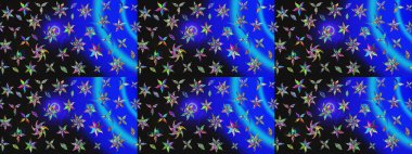 Düz Çiçek Elementleri Tasarımı. Renkli Bahar Teması eskiz kalıbı. Raster..