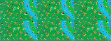 Güzel kumaş deseni. Renkli Bahar Teması eskiz kalıbı. Raster illüstrasyonundaki çiçek desenli çizim. Düz Çiçek Elementleri Tasarımı.