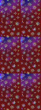 Vintage retro style. Raster illustration. Sketch pattern with colorful paisley, red and purple flowers and decorative elements. Sketch background. For print on fabric, textiles, wallpaper.