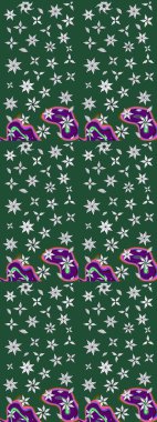 Eskiz klasiği. Raster Şirin kumaş deseni. Renkli Bahar Teması eskiz kalıbı. Düz Çiçek Elementleri Tasarımı.