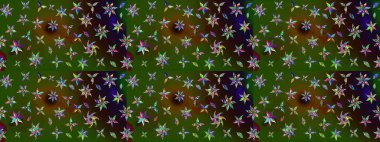 Küçük çiçekteki sevimli çiçek deseni. Raster deseni. Raster illüstrasyonu. Yeşil ve kahverengi renkte yaz çiçekleri..