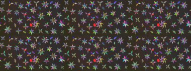 Raster illüstrasyonu. Gri ve kahverengi renklerde bahar çiçekleri. Yaprak ve çiçeklerin suluboya resmi, gri ve kahverengi renkler üzerine çizim deseni.