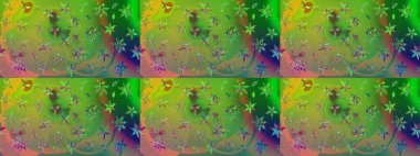 Düz Çiçek Elementleri Tasarımı. Renkli Bahar Teması eskiz kalıbı. Yeşil ve kahverengi renkte zarif çiçekli suluboya. Raster illüstrasyonu.