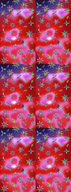 Raster illüstrasyonu. Kırmızı ve pembe renkte çiçekler. Çizim çiçek deseni duvar kağıdı için kullanılabilir.