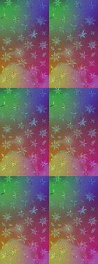 Raster flower print. Floral purple and green sketch pattern. Raster Tender fabric pattern. Vintage outline illustration.