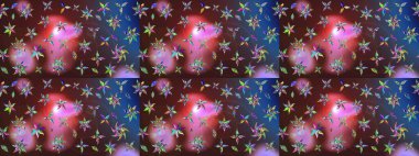 Şirin çiçekler. Çizgi çizimi kalıbı. Raster Moda kumaş deseni.