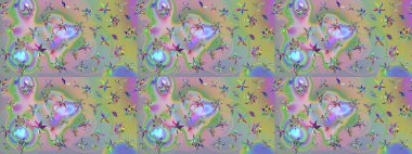 Çiçekli güzel suluboya desen. Tarafsız ve yeşil renklerde. Raster illüstrasyonu.