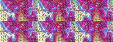 Colorful sketch pattern. In cute textile style on purple, magenta and blue colors. Flowers wallpaper. Raster illustration. Floral background.