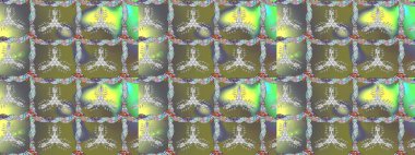 Raster illüstrasyonu. Eskiz geçmişi. Eski usul. Kumaş, tekstil, duvar kağıdı baskısı için. Miles Fleur, süslü püslü bir süs. Tomurcukları papatya çiçekleri olan sevimli bir çiçek deseni..