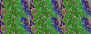 Raster illustration. Green, blue and violet snowflakes. Christmas pattern with snowflakes abstract background. Holiday design for Christmas and New Year fashion prints.