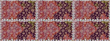 Kahverengi renklerde etnik çiçeklerle kusursuz bir desen. Raster Çiçek İllüstrasyon Şirin Tekstil.