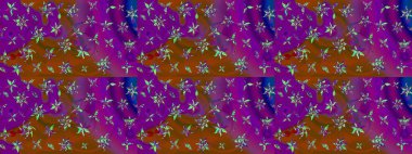 Cute Floral pattern in the small flower. Flowers on purple and brown colors. Raster illustration.
