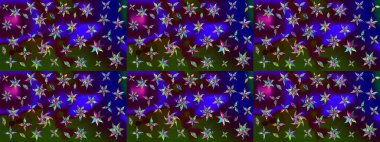 Çiçekli karalama şeklinde Raster çiçek deseni. Yumuşak, yaz çiçekleri kahverengi ve mavi renklerde. Raster illüstrasyonu.