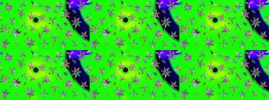 Eskiz arkaplan modeli. Yeşil ve mavi renkli yapraklı yabani çiçekler. Suluboya, elle çizilmiş. Raster illüstrasyonu.