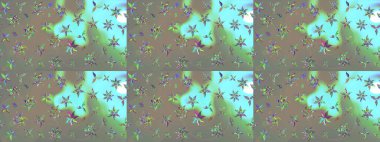 Çiçek ve yapraklı karalama şeklinde Raster çiçek deseni. Gri ve mavi renklerde bahar çiçekleri. Raster illüstrasyonu.