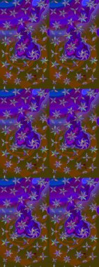 Raster Çiçek İllüstrasyonu güzel tekstil. Kahverengi ve menekşe renkleri üzerinde etnik çiçekler olan zarif eskiz deseni.