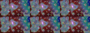 Küçük çiçekteki sevimli çiçek deseni. Kahverengi ve mavi renkte çiçekler.