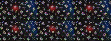 Raster illüstrasyonundaki çiçek desenli çizim. Gri ve mavi renkte çiçekler.