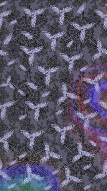 Tarafsız kıvırcık çiçekler tarafsız renklerde şekillenir. Klasik çiçek tasarımı elementleri. Raster illüstrasyonu.