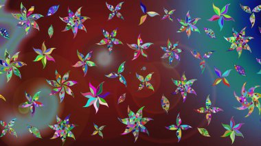 Suluboya, elle çizilmiş. Raster hisseleri. Çiçekler kahverengi ve maviye. Taslak arkaplan deseni.