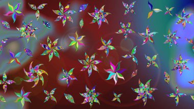 Indian ornament. Floral wallpaper. Raster illustration. On brown and blue colors. Sketch pattern. Colorful ornamental border.