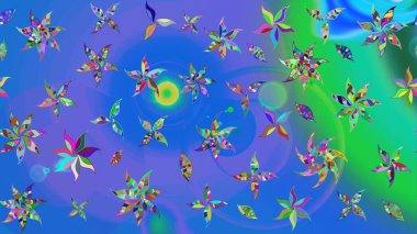 Raster - stock. Watercolor, hand drawn. Sketch background pattern. Flowers of the valley on blue and green colors.