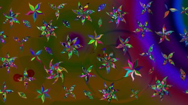 Egzotik çiçekler, kahverengi ve yeşil renkler üzerine botanik, parlak klasik doğa. Klasik tropikal doğal elementlerin suluboya seti. Raster illüstrasyonu.