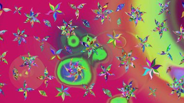 Düz Çiçek Elementleri Tasarımı. Raster. Renkli Bahar Teması çizim şablonu.