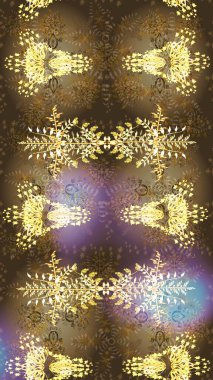 Altın kar tanesinden izole edilmiş. Güzel bir kış süsü. Renkli kar taneleri Raster illüstrasyonu.