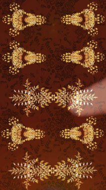 Isolated of raster brown, beige and red snowflake. Fine winter ornament. Colorful snowflakes Raster illustration.