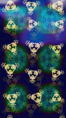 Folk Style. Mandalas 'ın dekoratif dokusu. Tekstil için Lacy Fashion Print. Stilize Çiçekler. Kumaş veya Duvar Kağıdı Tasarımı. Raster illüstrasyonu. Dantelli Kar Tanelerinin Etkisi.