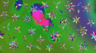 Küçük çiçekte güzel bir desen. Küçük renkli çiçekler. Moda baskıları için zarif bir şablon. Çiçekli bahar çiçekleri. Motley illüstrasyonu.