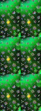 Raster pattern. Green and gray hand drawn pattern. Doodle flowers sketch pattern. Art inspigreen and gray style flowers and leaves background.